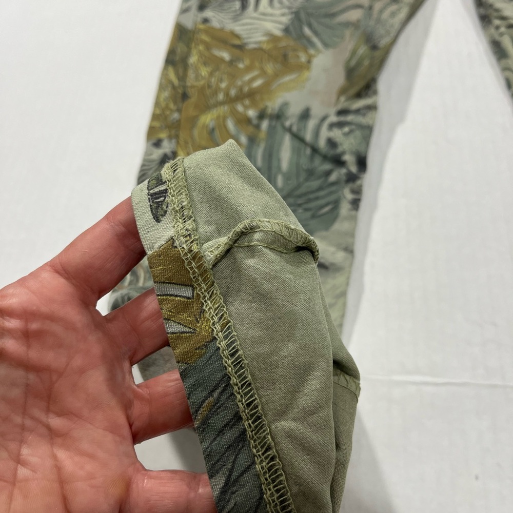 TROPICAL PRINT STRETCH PANTS WITH WAIST TIE - Picture 10 of 15